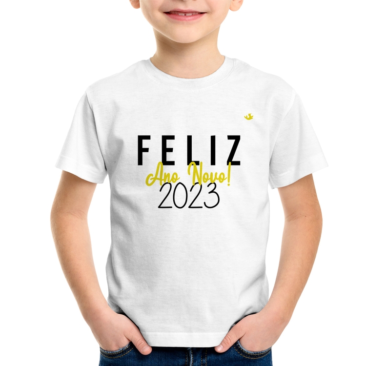 Camiseta Infantil Feliz Ano Novo 2023