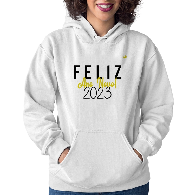 Moletom Feminino Feliz Ano Novo 2023 - Branco