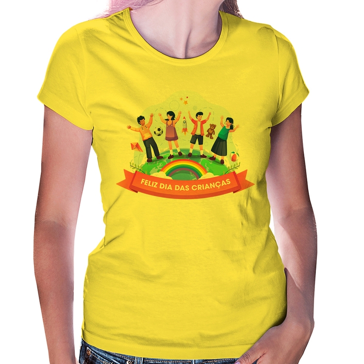 Baby Look Feliz Dia das Crianças - Amarela