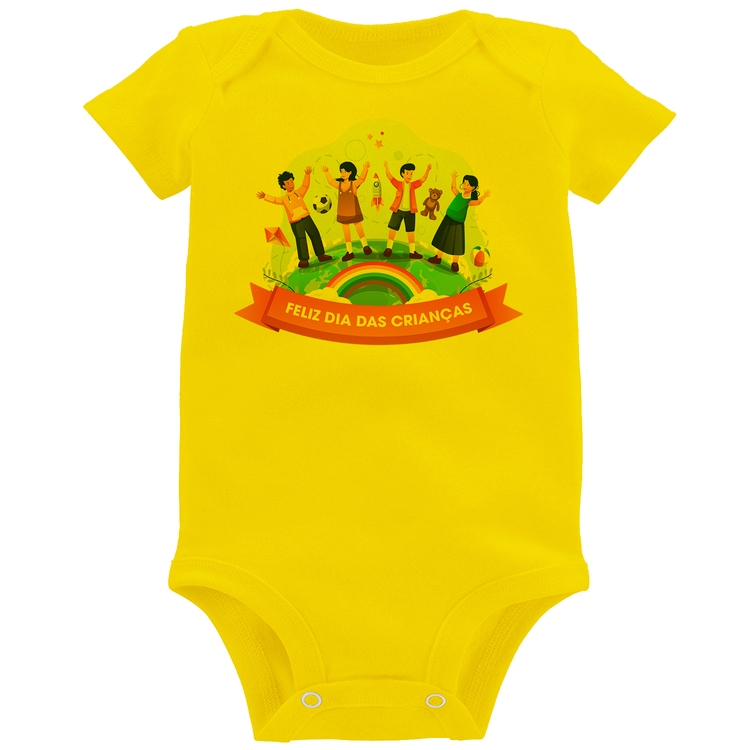 Body Bebê Feliz Dia das Crianças - Amarelo