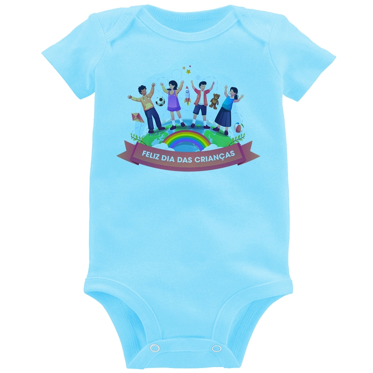 Body Bebê Feliz Dia das Crianças - Azul Bebê