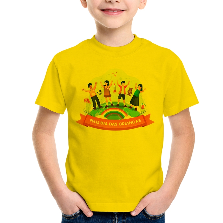 Camiseta Infantil Feliz Dia das Crianças - Amarela