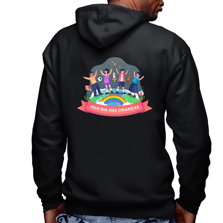 Blusa Moletom Feliz Dia das Crianças Masculina com Capuz e Zíper