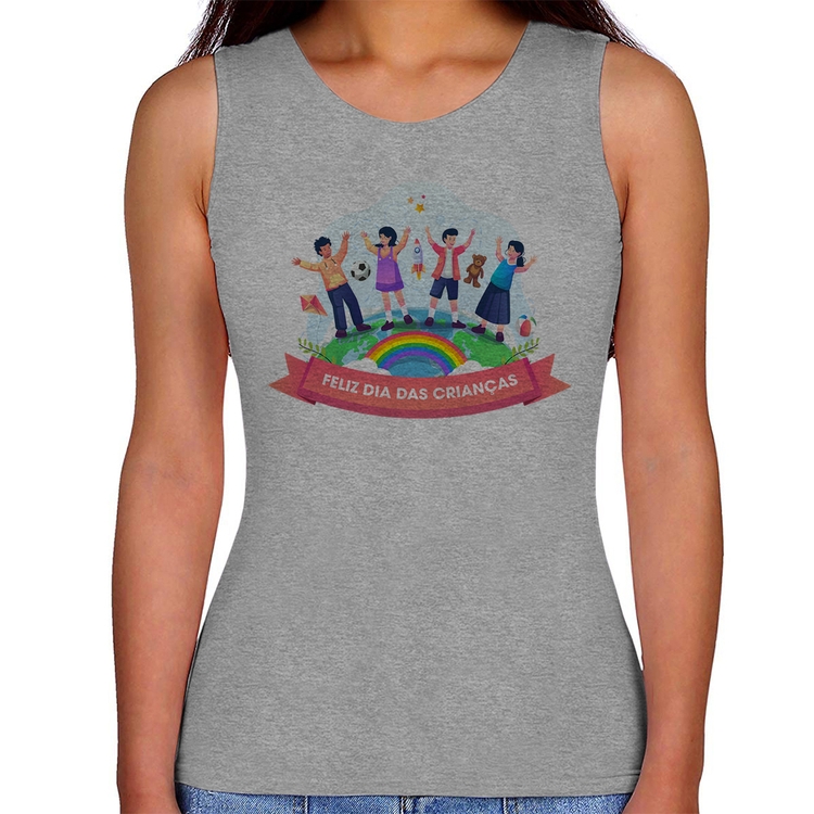 Regata Feminina Feliz Dia das Crianças - Cinza