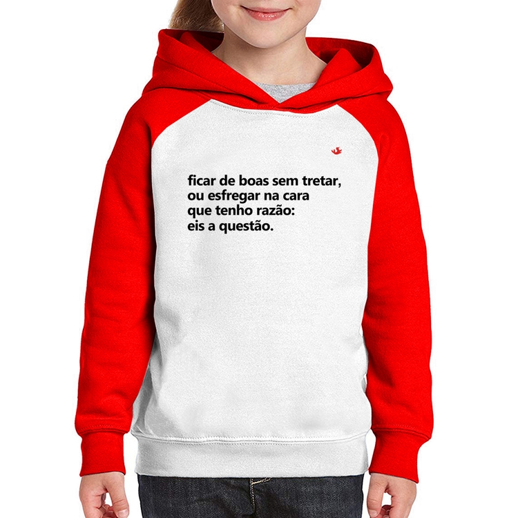 Moletom Infantil Ficar de boas sem tretar - Branco/Vermelho