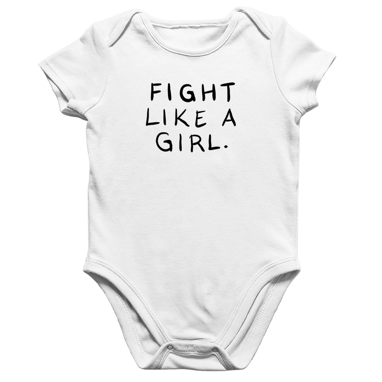 Body Bebê Algodão Fight Like a Girl - Branco