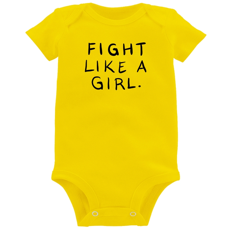 Body Bebê Fight Like a Girl - Amarelo