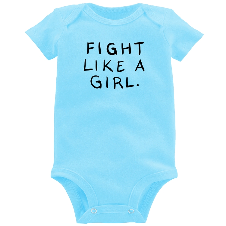 Body Bebê Fight Like a Girl - Azul Bebê