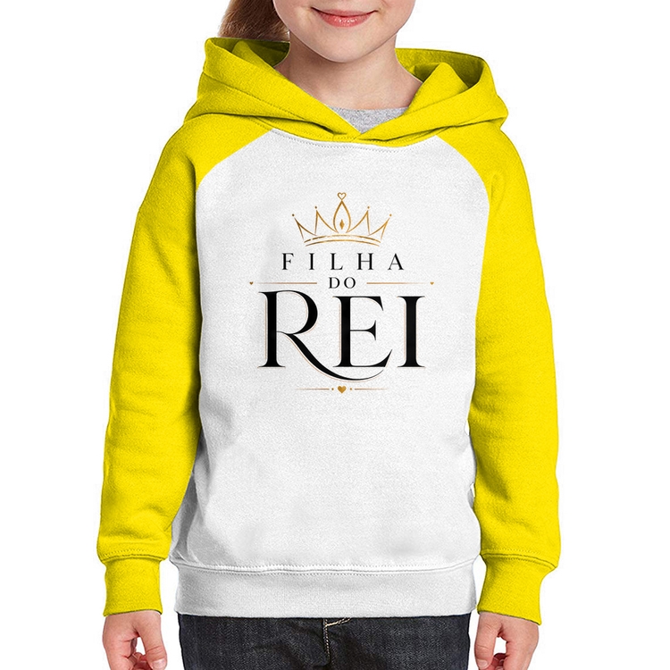 Moletom Infantil Filha do Rei - Branco/Amarelo