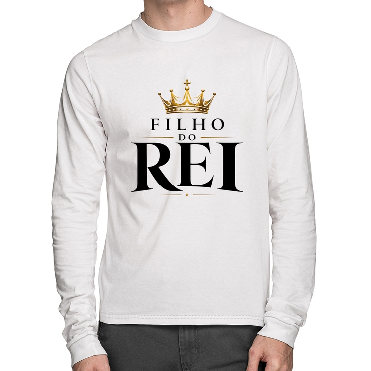 Camiseta Algodão Filho do Rei Manga Longa - Branca
