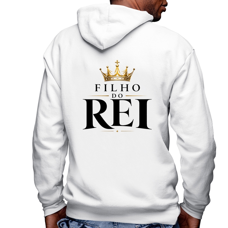 Blusa Moletom Filho do Rei Masculina com Capuz e Zíper - Branca