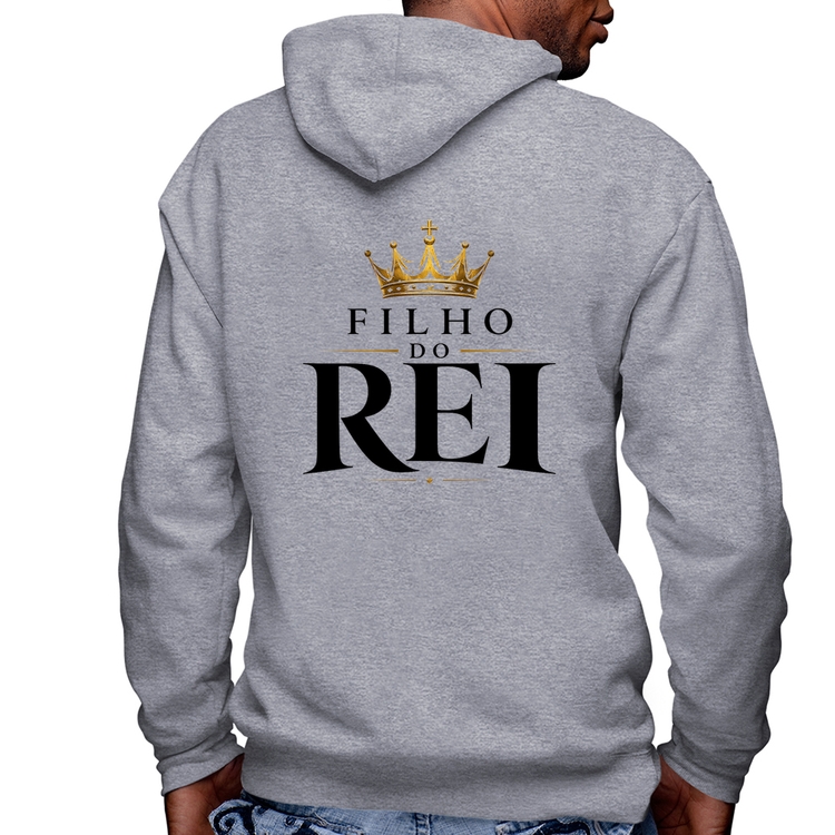Blusa Moletom Filho do Rei Masculina com Capuz e Zíper - Mescla