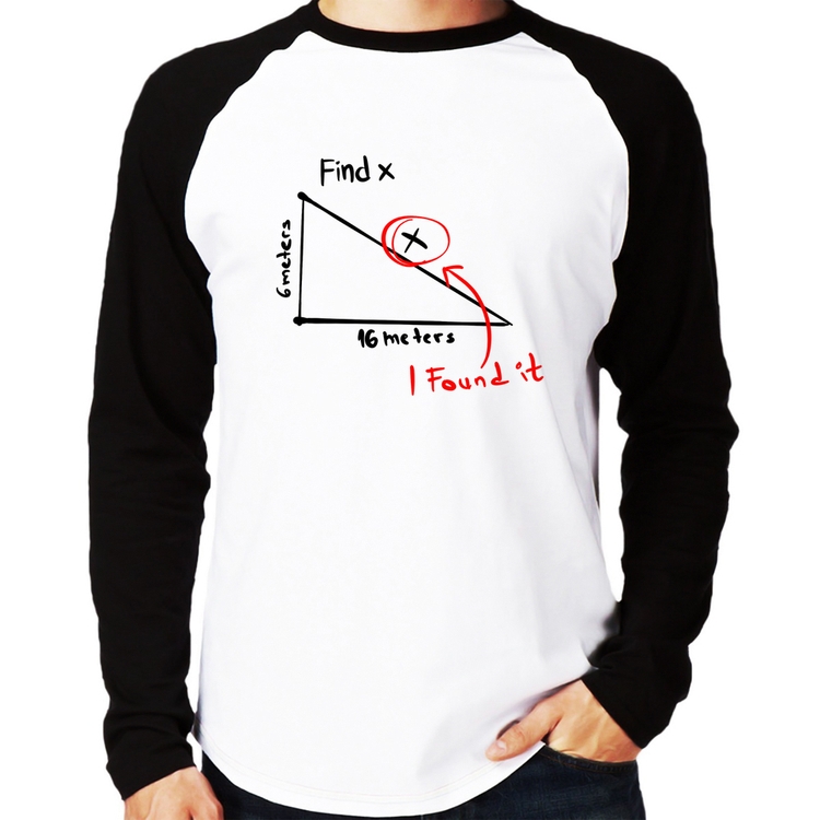 Camiseta Raglan Find The X Manga Longa