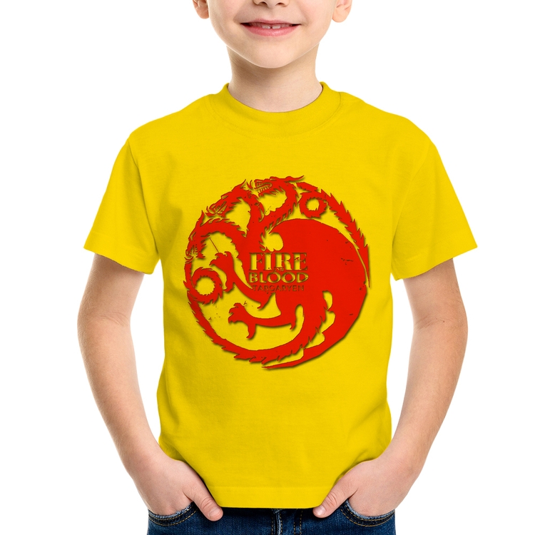 Camiseta Infantil Fire and Blood Targaryen - Amarela