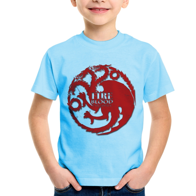 Camiseta Infantil Fire and Blood Targaryen - Azul Bebê