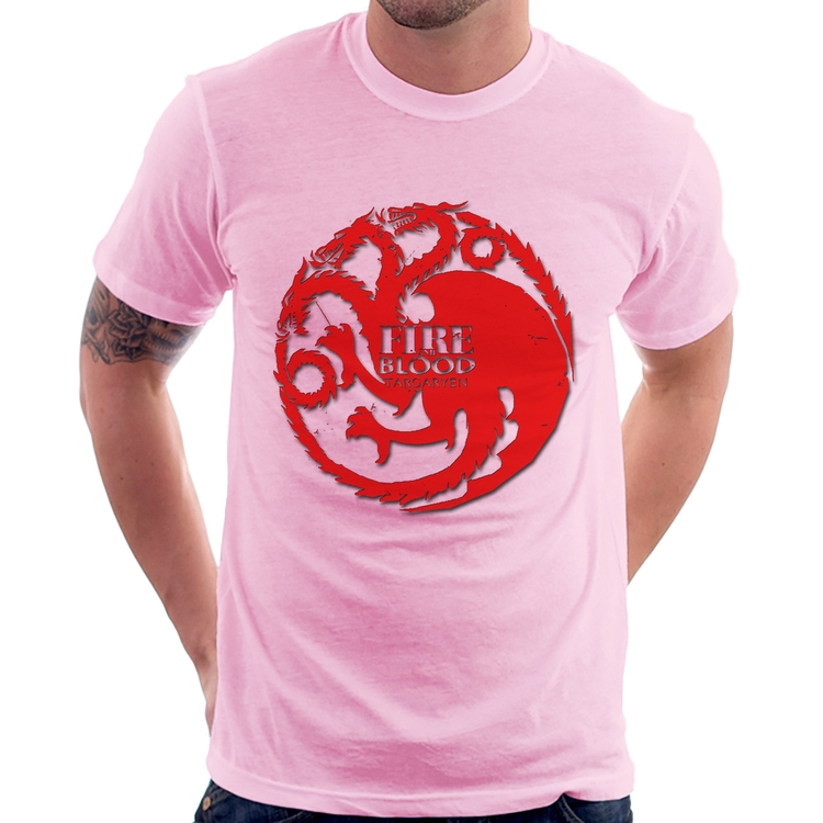 Camiseta Fire and Blood Targaryen - Rosa Bebê