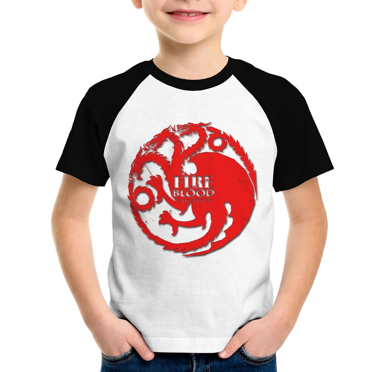 Camiseta Raglan Infantil Fire and Blood Targaryen