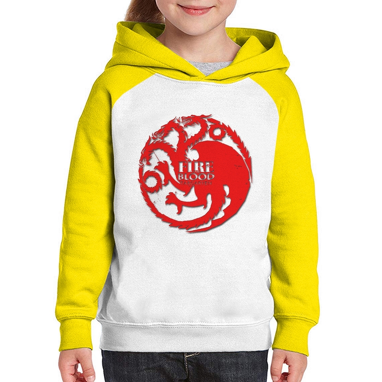 Moletom Infantil Fire and Blood Targaryen - Branco/Amarelo