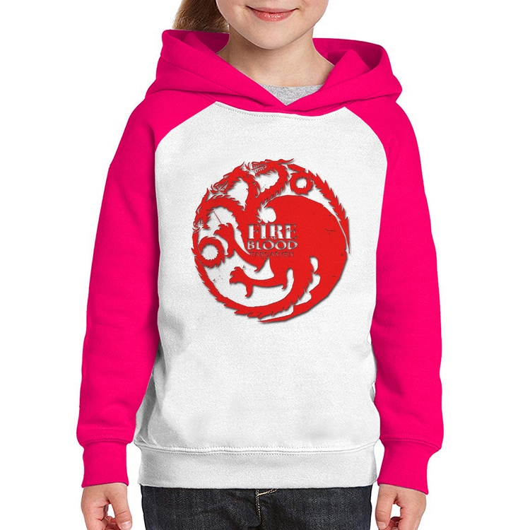 Moletom Infantil Fire and Blood Targaryen - Branco/Rosa