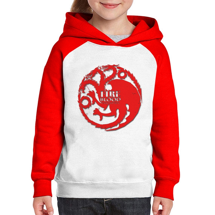 Moletom Infantil Fire and Blood Targaryen - Branco/Vermelho