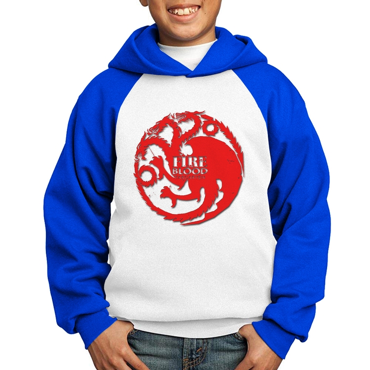 Moletom Infantil Fire and Blood Targaryen - Branco/Azul