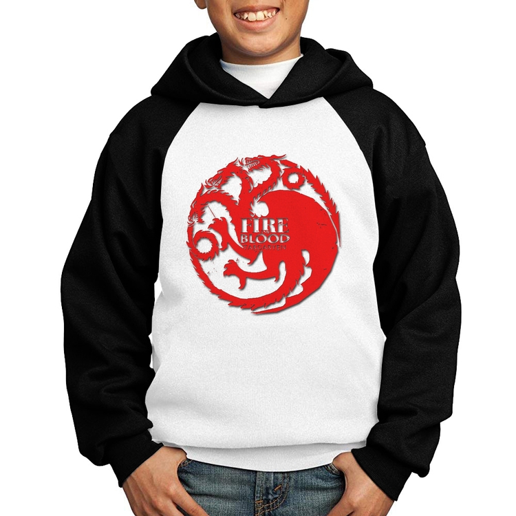 Moletom Infantil Fire and Blood Targaryen - Branco/Preto