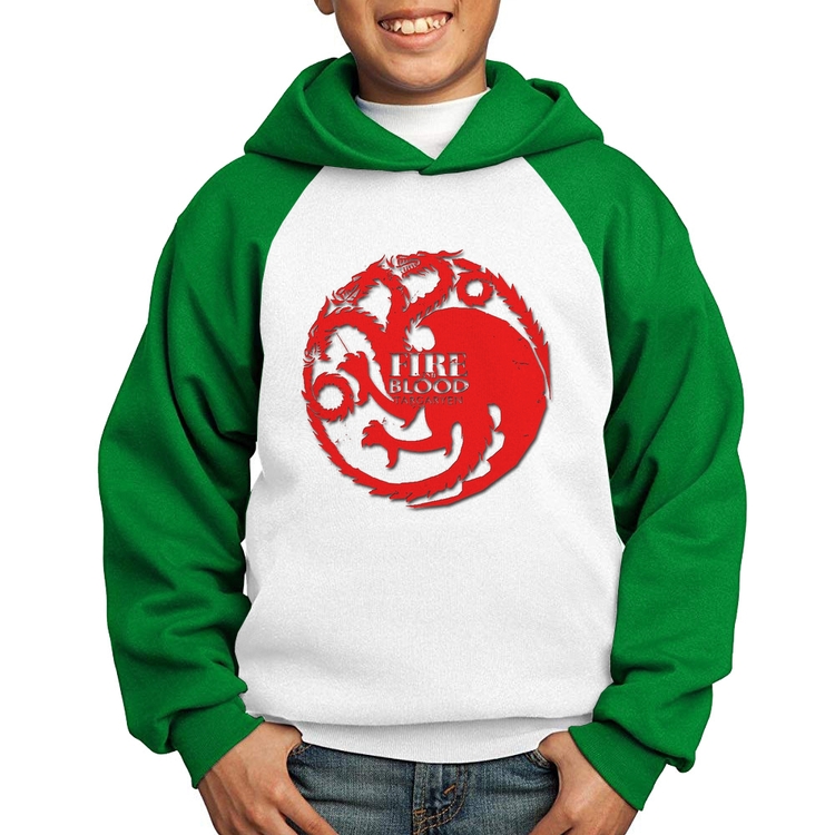 Moletom Infantil Fire and Blood Targaryen - Branco/Verde