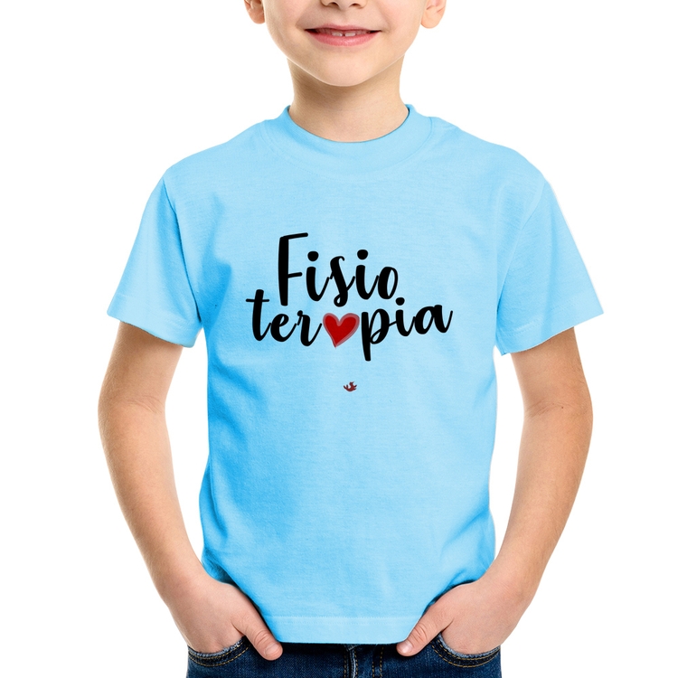 Camiseta Infantil Fisioterapia por amor - Azul Bebê