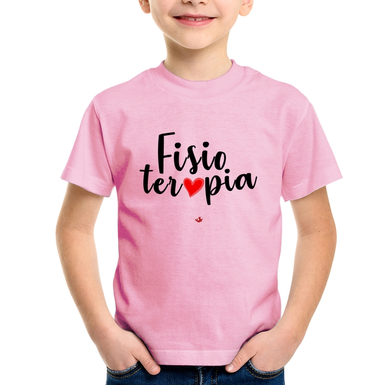 Camiseta Infantil Fisioterapia por amor - Rosa Bebê