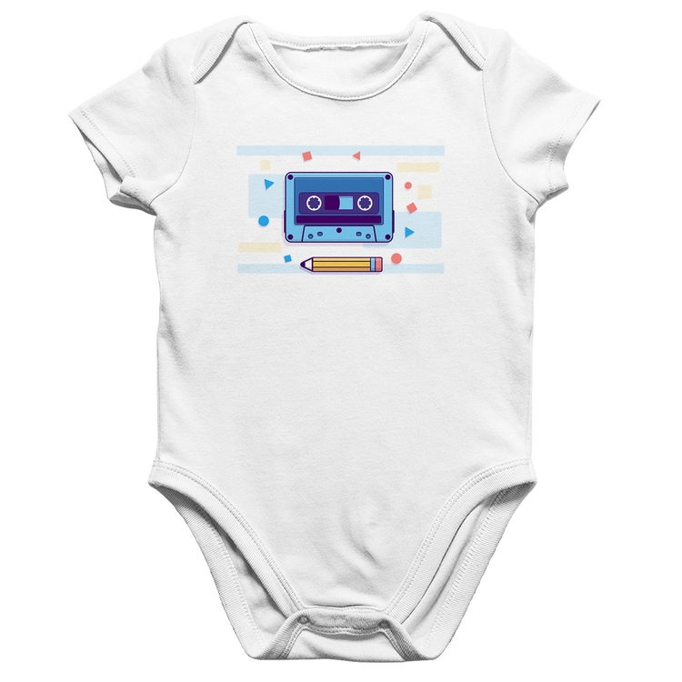 Body Bebê Algodão Fita Cassete - Branco