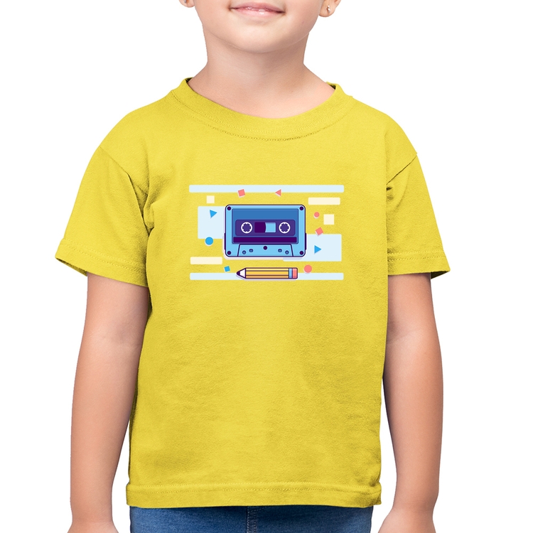 Camiseta Algodão Infantil Fita Cassete - Amarelo Canário