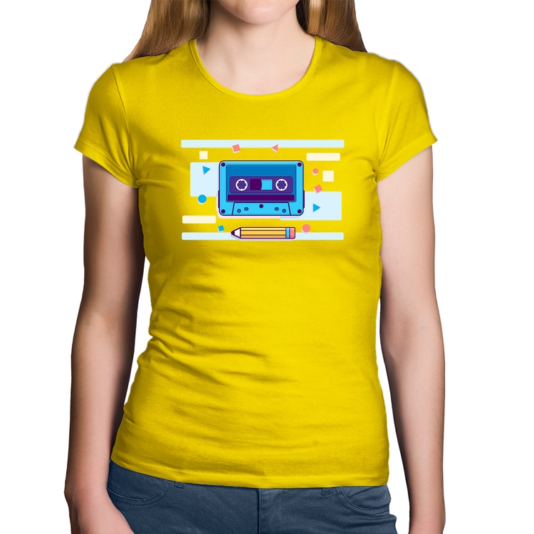 Baby Look Algodão Fita Cassete - Amarela