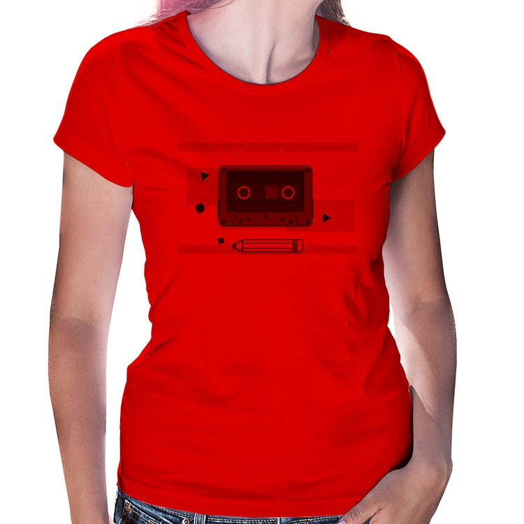 Baby Look Fita Cassete - Vermelha