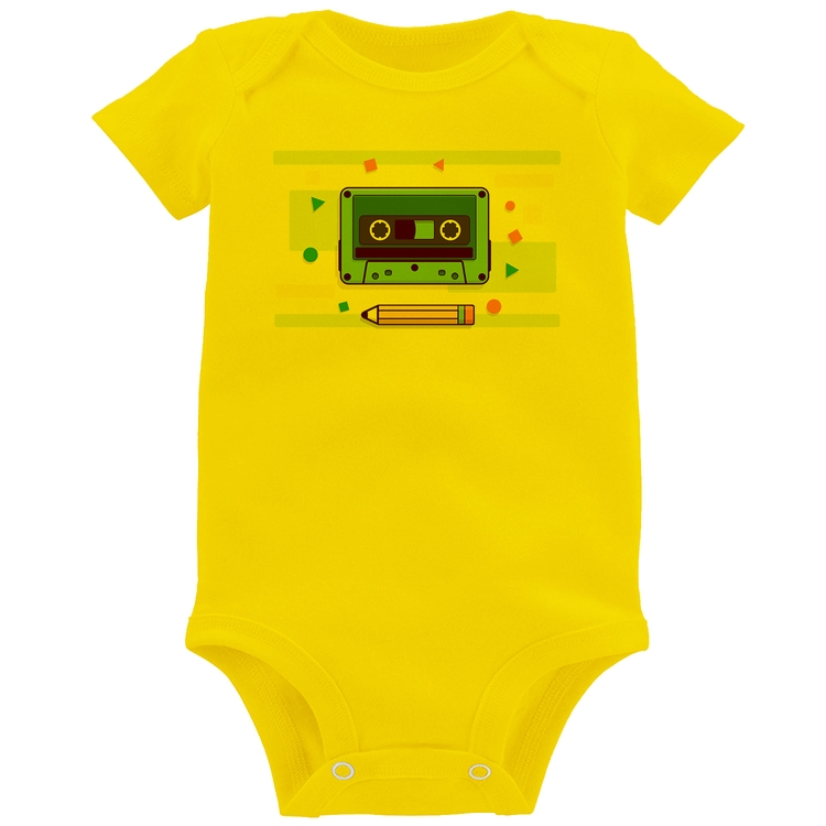 Body Bebê Fita Cassete - Amarelo