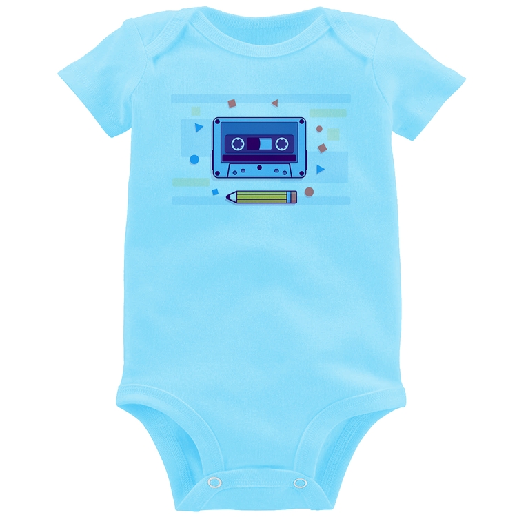 Body Bebê Fita Cassete - Azul Bebê