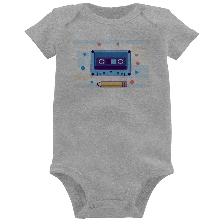 Body Bebê Fita Cassete - Cinza