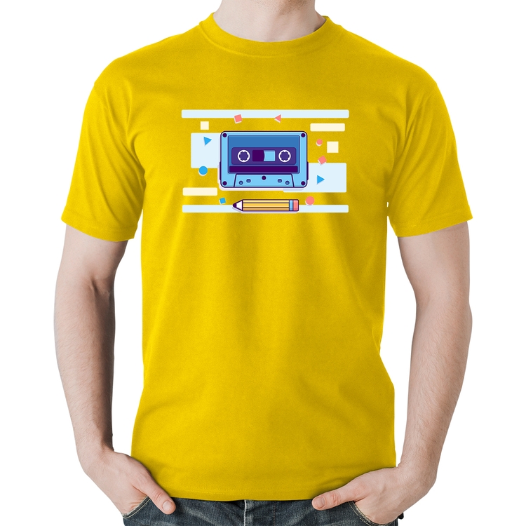 Camiseta Algodão Fita Cassete - Amarela