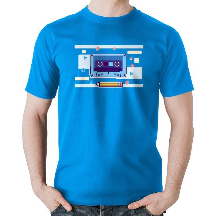 Camiseta Algodão Fita Cassete - Azul