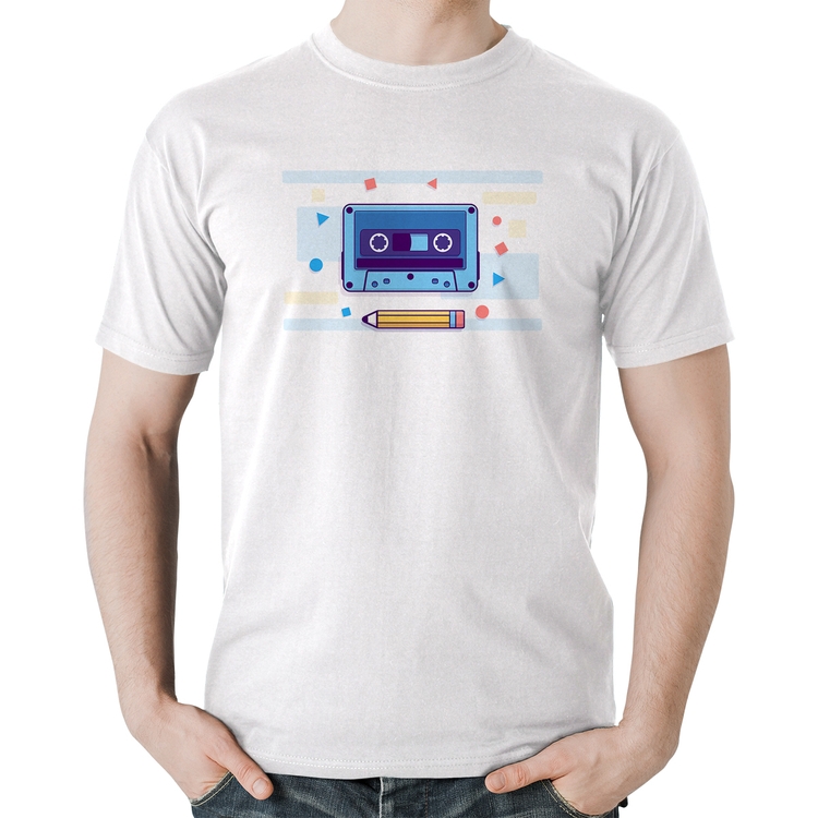 Camiseta Algodão Fita Cassete - Branca