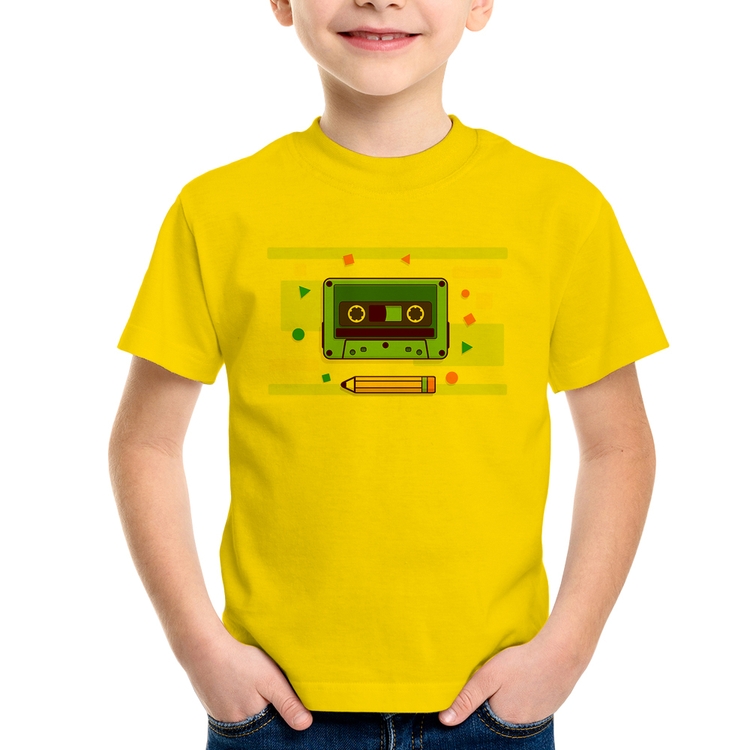 Camiseta Infantil Fita Cassete - Amarela