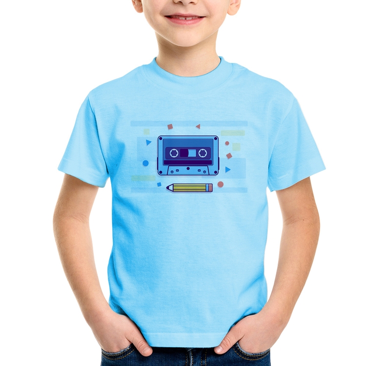Camiseta Infantil Fita Cassete - Azul Bebê