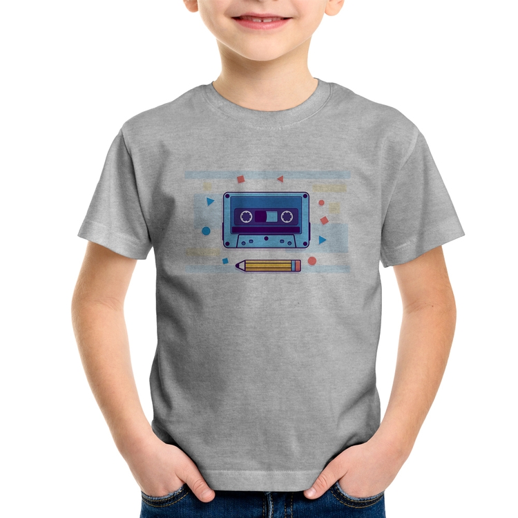 Camiseta Infantil Fita Cassete - Cinza