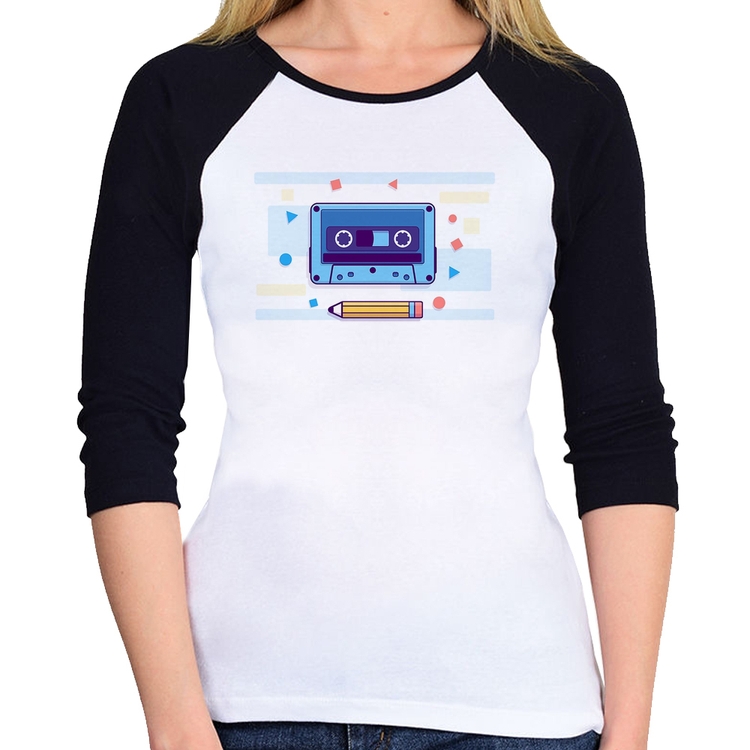 Baby Look Raglan Fita Cassete Manga 3/4