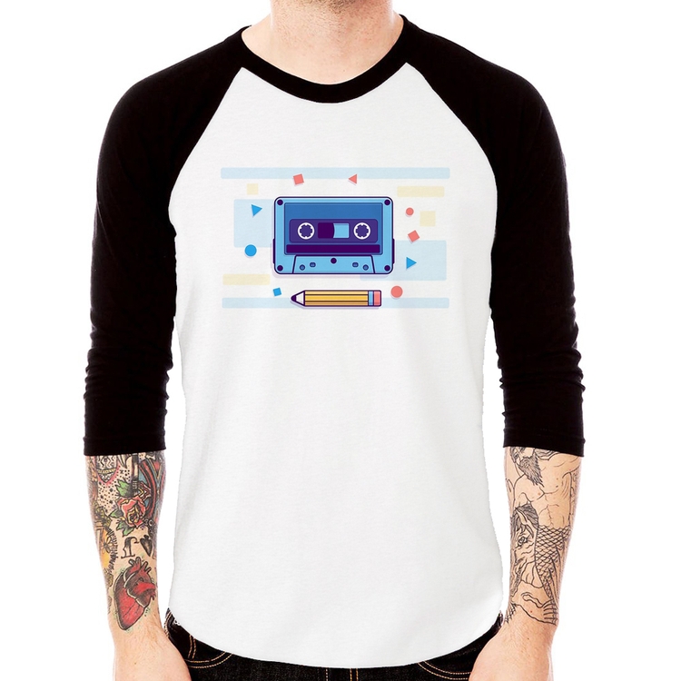 Camiseta Raglan Fita Cassete Manga 3/4