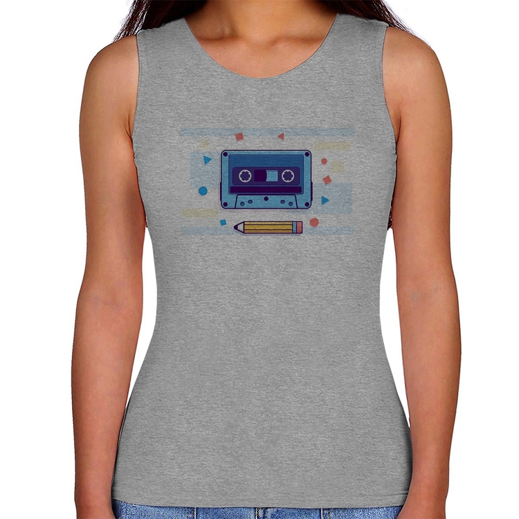 Regata Feminina Fita Cassete - Cinza