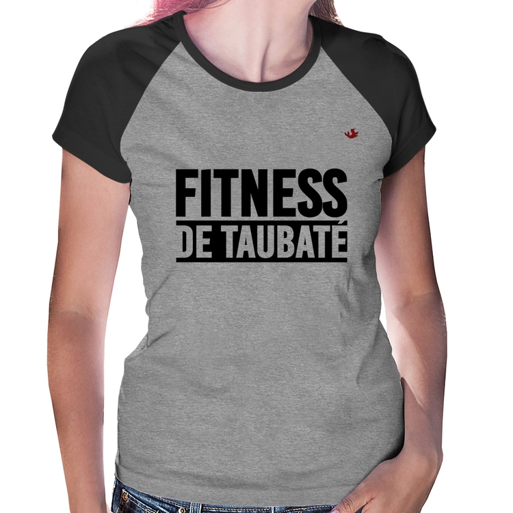 Baby Look Raglan Fitness de Taubaté - Cinza/Preto