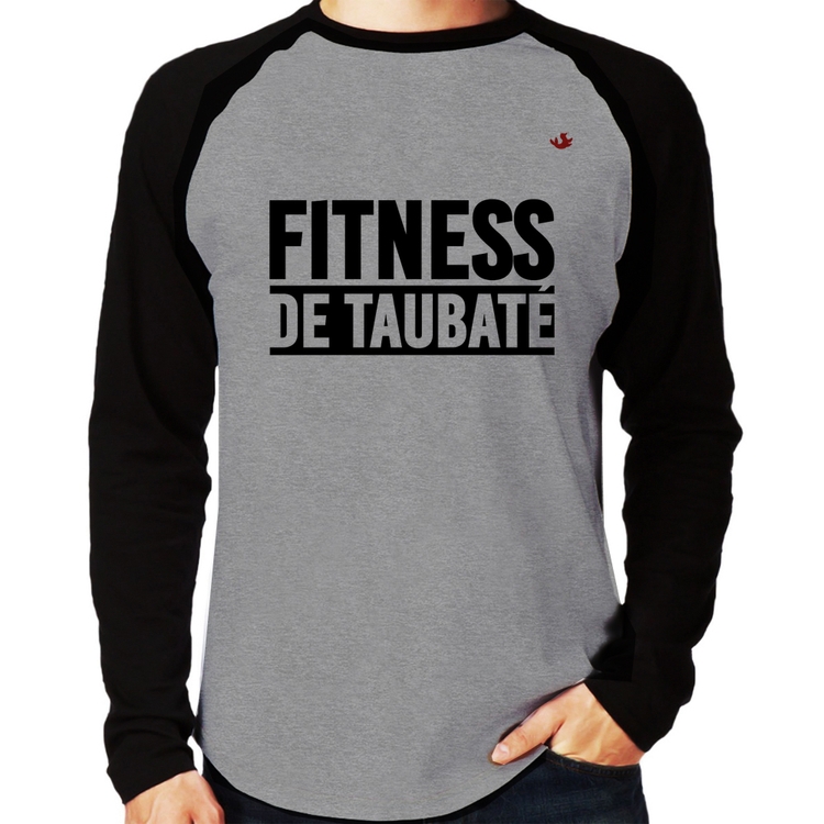 Camiseta Raglan Fitness de Taubaté Manga Longa - Cinza/Preto