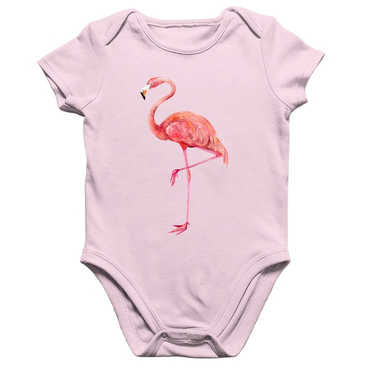 Body Bebê Algodão Flamingo - Rosa Bebê