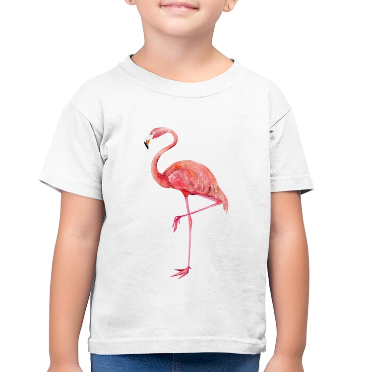 Camiseta Algodão Infantil Flamingo - Branca