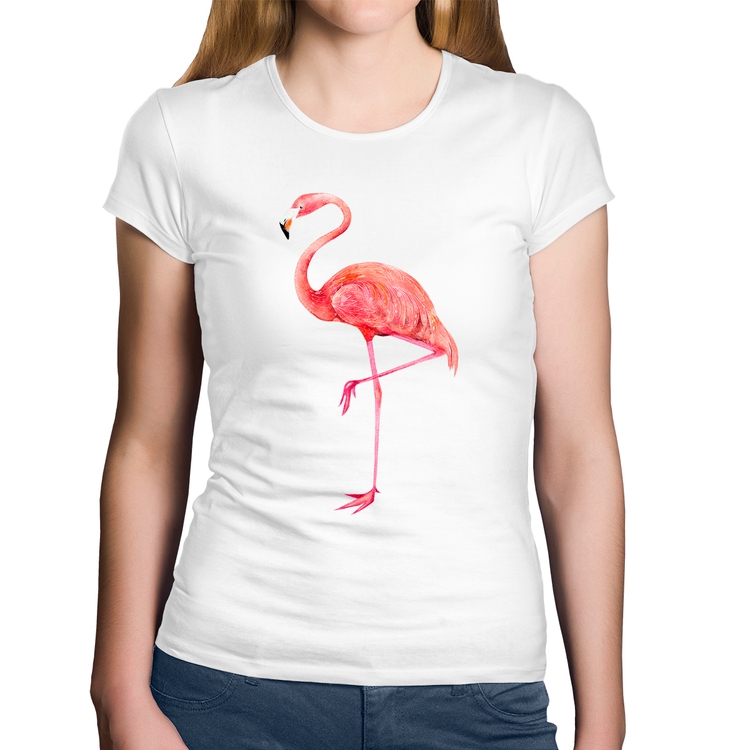 Baby Look Algodão Flamingo - Branca